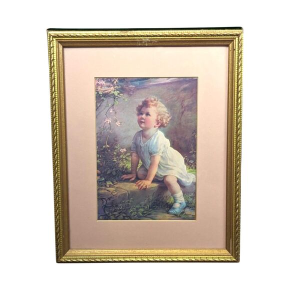 1930s Framed Childrens Prints: Song of the Bluebird & Lark - Picture 2 of 4